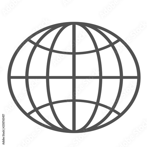 Globe Icon. World symbol. Oval globe. Icon world. Globe symbol. Earth sign. Color easy to edit. White background.