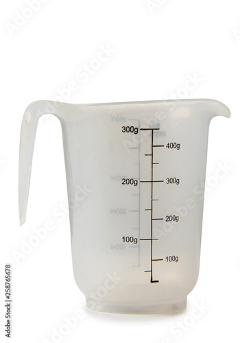 Old plastic pot on white background