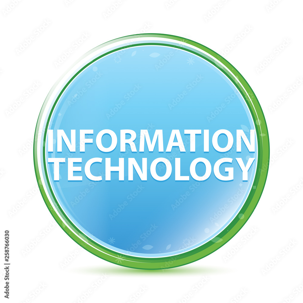 Information Technology natural aqua cyan blue round button