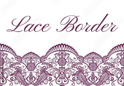 Template of card with red lace border on white background