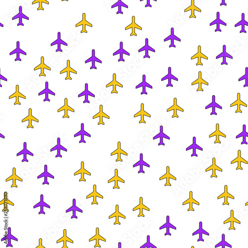 Plain Aircraft travel concept. Seamless vector EPS 10 pattern