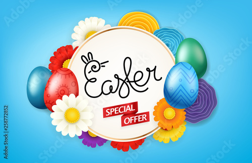 Happy Easter vector banner. Special offer