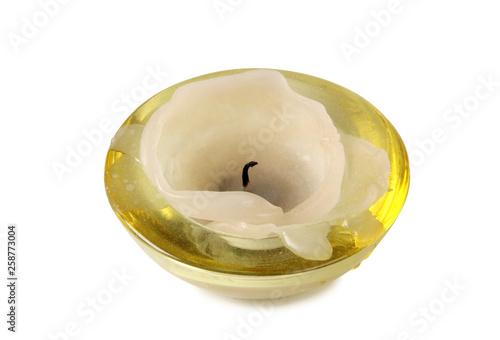 Old relaxation candle on white background photo