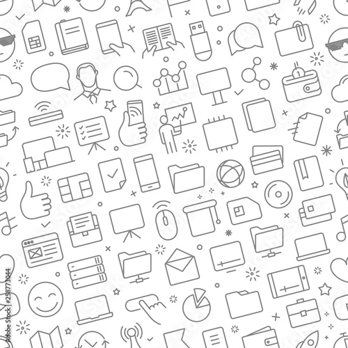 Vector seamless pattern of different web icons set