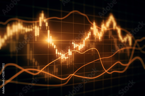 Bild auf Leinwand Glowing forex chart backdrop