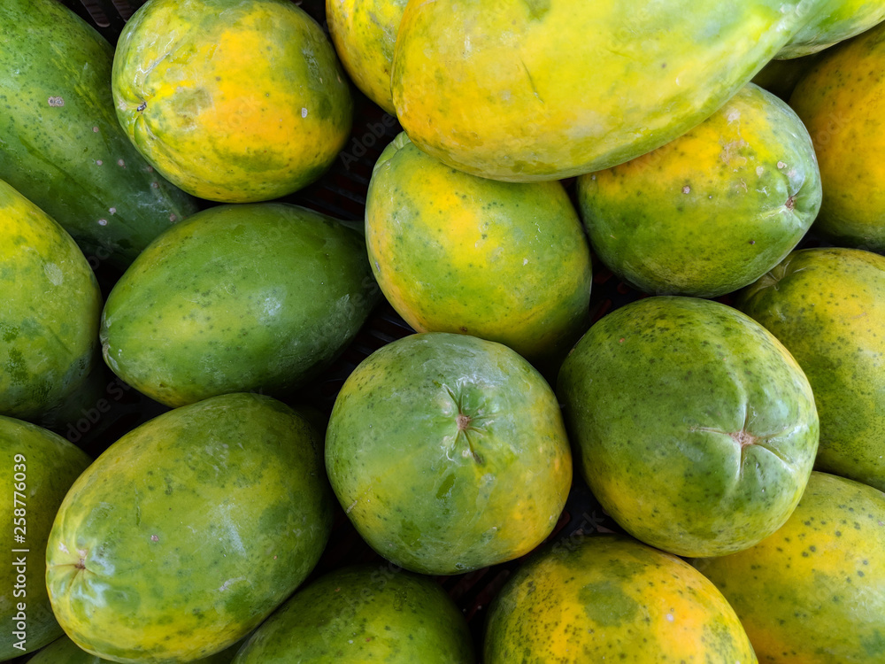 Close-up of Hawaiian papayas at a farmer's market Close-up of Hawaiian papayas at a farmer's market