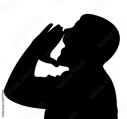 a man cheering , slhouette vector