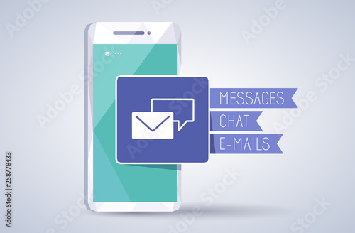 Message, chat, email symbol on smartphone screen