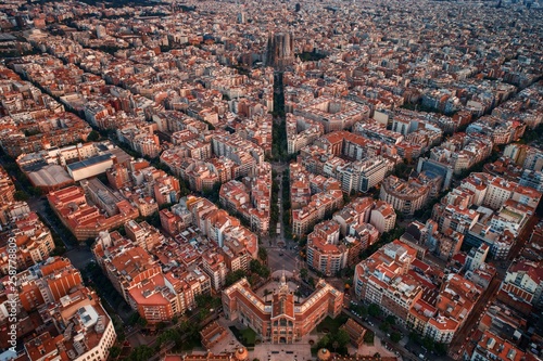 Barcelona street aerial View