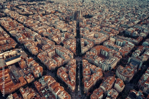 Barcelona street aerial View