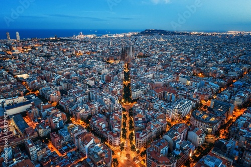 Barcelona skyline aerial view