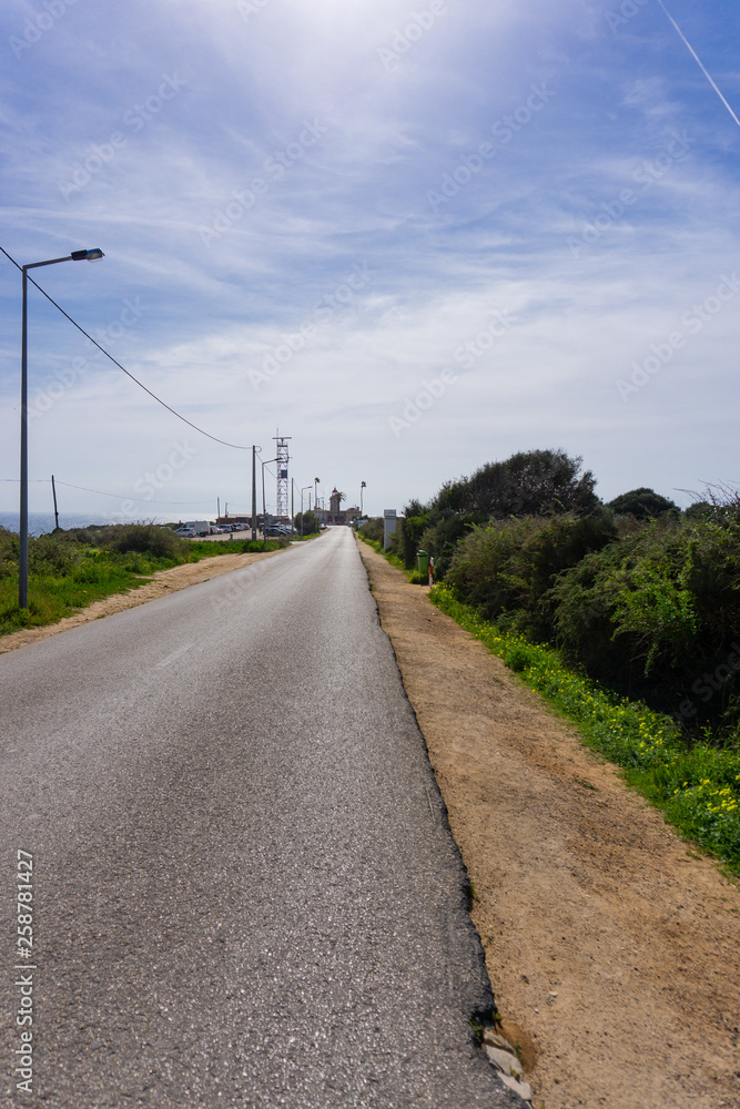 Empty road at Ponte da Piedade lighthouse