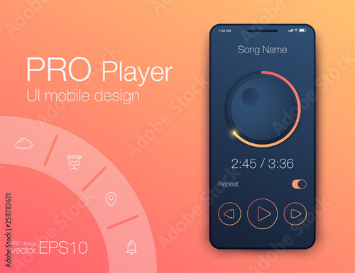 UX audio player templates. Stock vector eps10