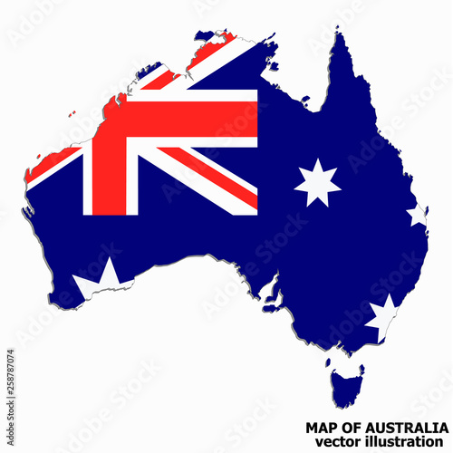 Map of Australia with flag. Australian infographic.