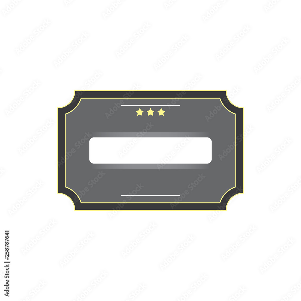 Grey signboard with three yellow stars and white window for text. Grey old style signboard vector eps10 Grey signboard with three yellow stars and white window for text. Grey old style signboard vector eps10