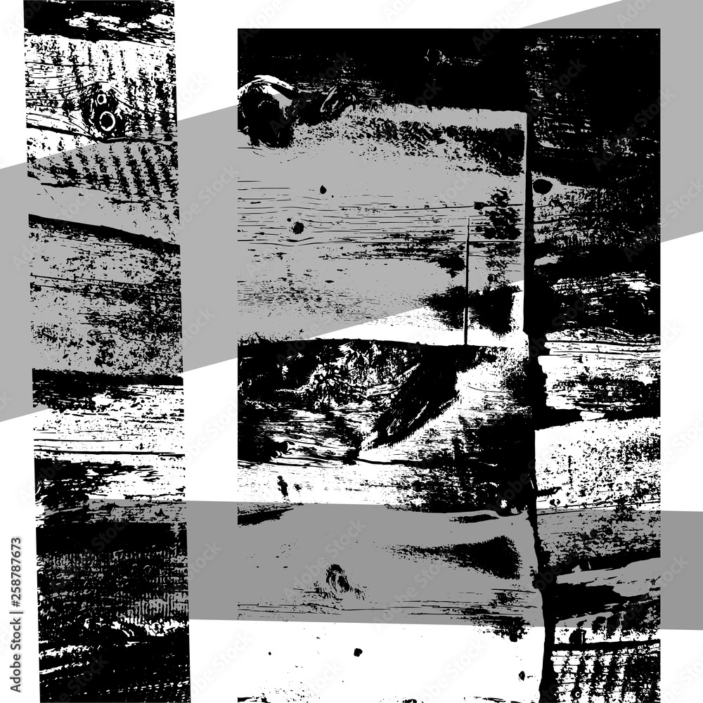Old wooden black and white background. Grunge template for design