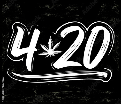 4:20 Marijuana leaf, Cannabis celebration vector lettering design, April 20.