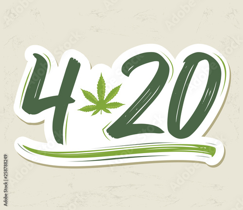 4:20 Marijuana leaf, Cannabis celebration vector lettering design, April 20.
