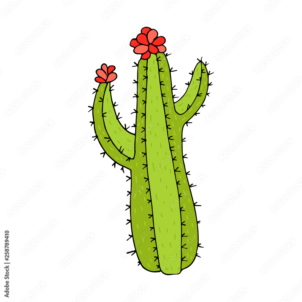 Cute hand drawn doodle cactus print with inspirational quote isolated on white. Mexican symbol. Vector banner Cute hand drawn doodle cactus print with inspirational quote isolated on white. Mexican symbol. Vector banner