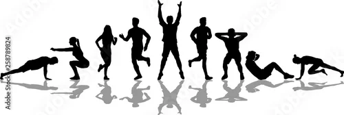 Obraz People Fitness Workout Silhoutte