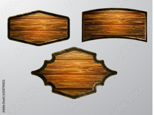 Vector realistic illustration of wooden signboard