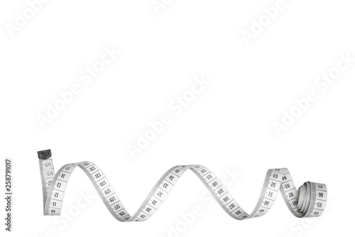 Measuring tape and isolated on white background Stock Photo.Fitness concept.