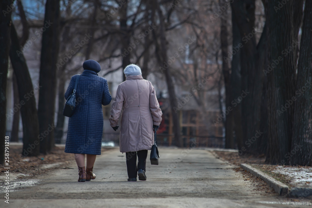Fototapeta premium older women are walking down the street