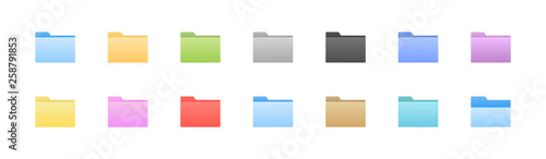 Folder icons set. All type of document, file formats vector illustration symbols collection. Computer folder, folders sign.
