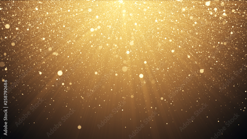 Gold glitter background with sparkle shine light confetti effect 3d illustration Gold glitter background with sparkle shine light confetti effect 3d illustration