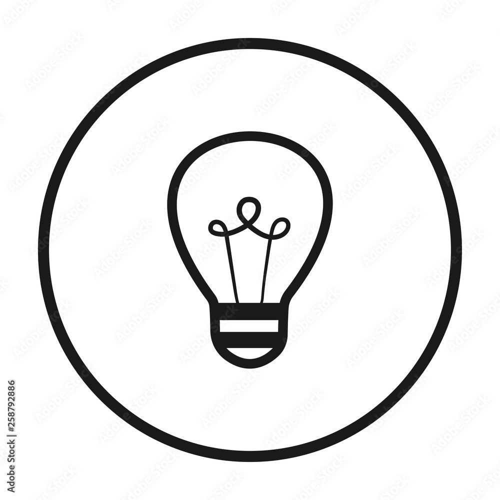 Light bulb sign in black circle Light bulb sign in black circle