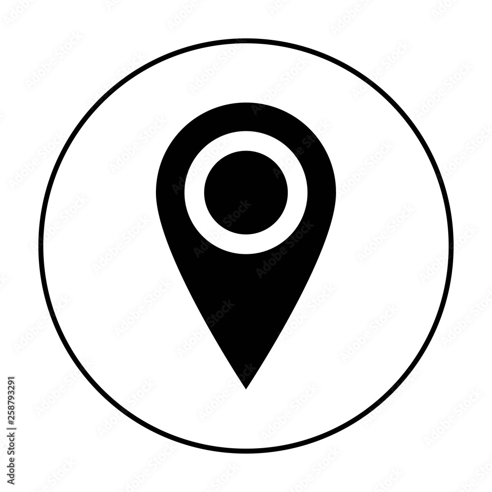 Pin icon vector. Location icon. Map pointer icon in the black circle Pin icon vector. Location icon. Map pointer icon in the black circle