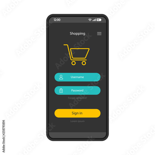 Online shopping account interface vector template