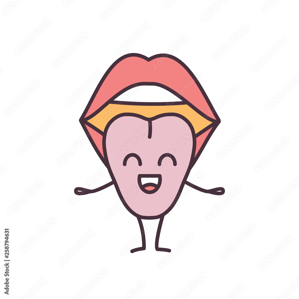 Obraz premium Smiling tongue emoji color icon