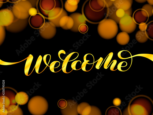 Welcome brush lettering. Vector illustration for decoration