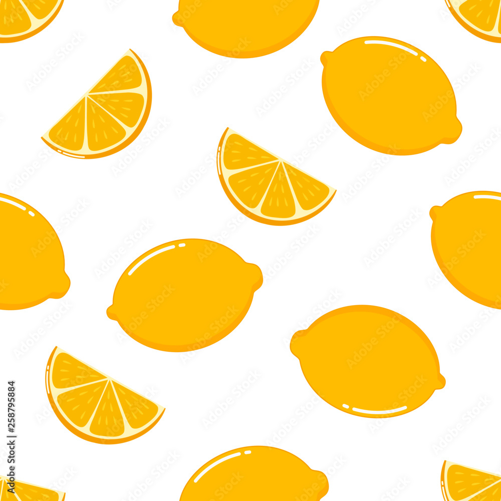 lemon slices seamless pattern on white background. Fruit citrus. Elements for menu. Vector illustration. lemon slices seamless pattern on white background. Fruit citrus. Elements for menu. Vector illustration.