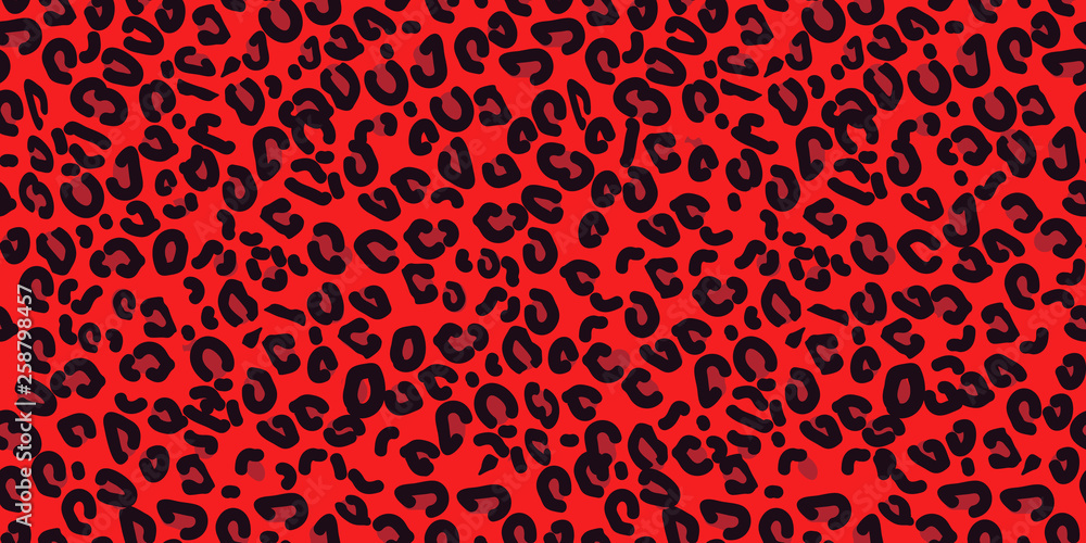 Red leopard skin seamless pattern. Animal print. Vector background eps