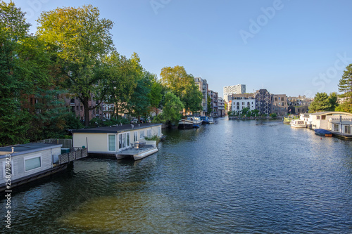 Amsterdam, Netherlands - September 02, 2018: Street and canals view in Amsterdam Netherlands