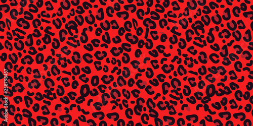 Red leopard skin seamless pattern. Animal print. Vector background eps 10