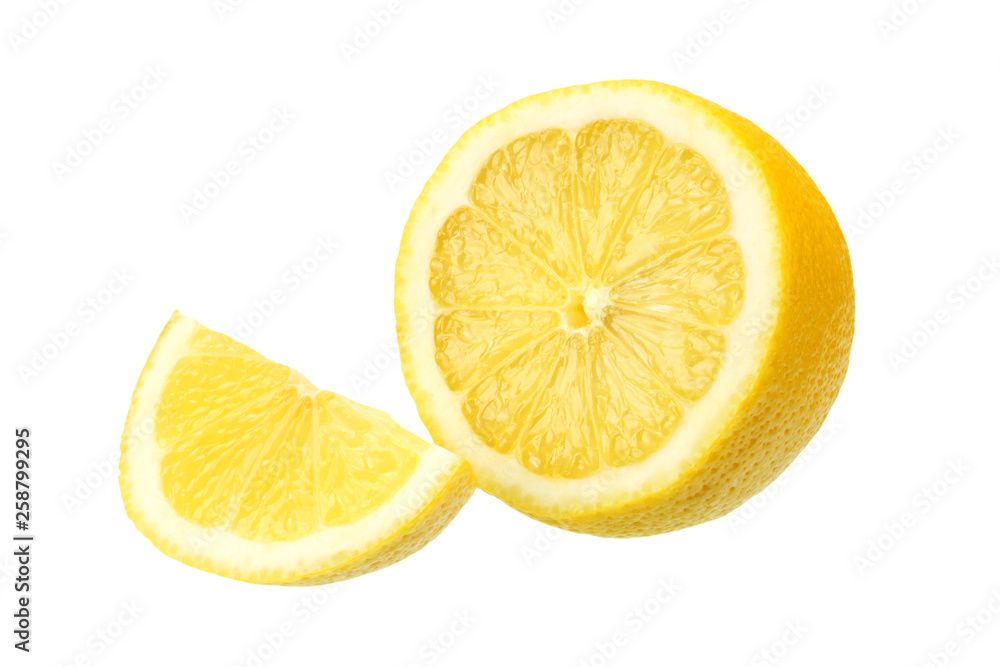 lemon with slices isolated on white background. healthy food lemon with slices isolated on white background. healthy food