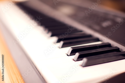 Closeup shot of piano keys - music concept