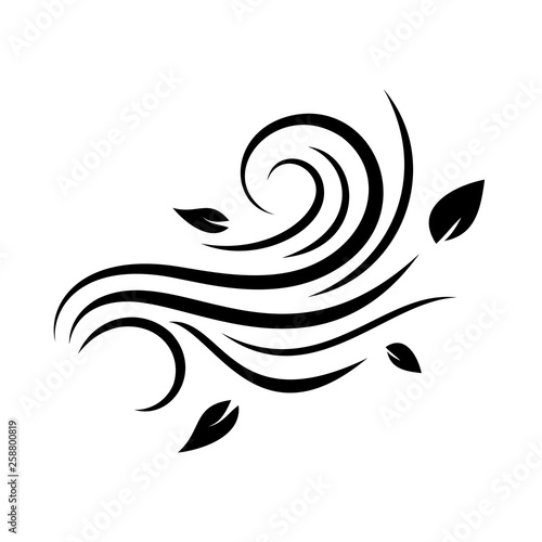 Vector illustration of wind icon isolated on white.
