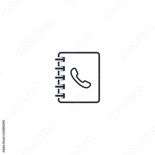 Contacts Book vector isolated line icon, flat design