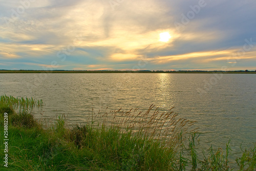 Lake in the summer at sunset. Kostroma  Russia.