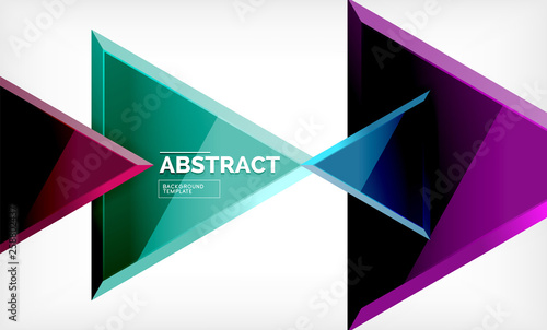 Free Download Triangles repetiton geometric abstract background, multicolored glossy triangular shapes, hi-tech poster cover design or web presentation template with copy space - GFXLoad