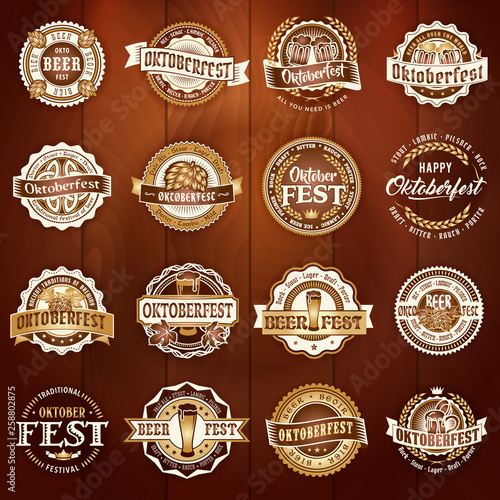 Oktoberfest vector logo beer fest labels set