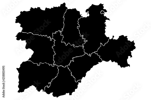 Mapa negro de Castilla y León.