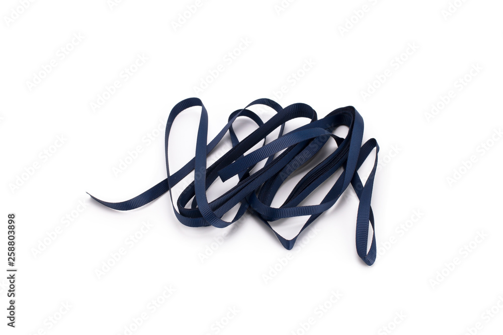 Naklejka premium Blue satin ribbon on white background