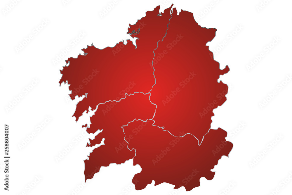 Mapa rojo de Galicia. Mapa rojo de Galicia.
