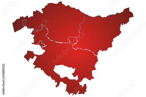 Mapa del País Vasco en rojo.