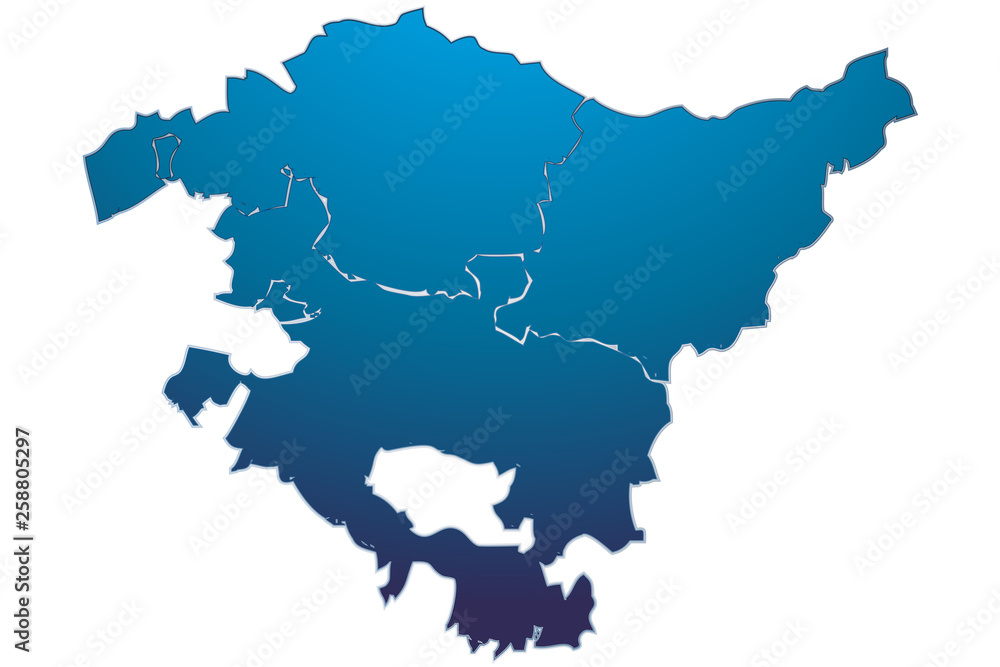 Mapa del País Vasco en azul.